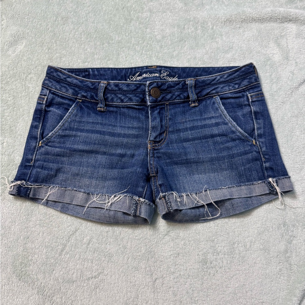 American Eagle Outfitters Indigo Rolled Hem Denim Shorts